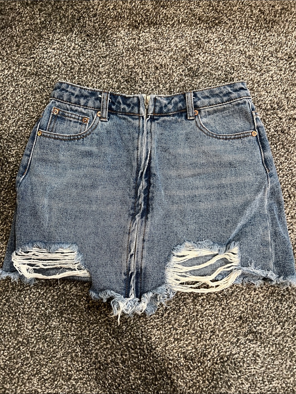 Dance & Marvel Distressed Blue Denim Mini Skirt